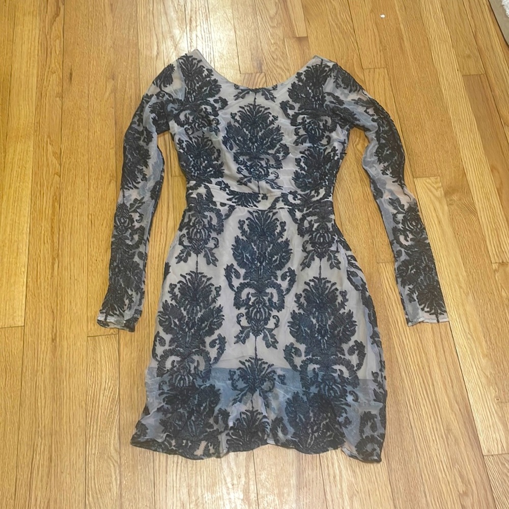 For Love And Lemons Black and Cream Midi Dress